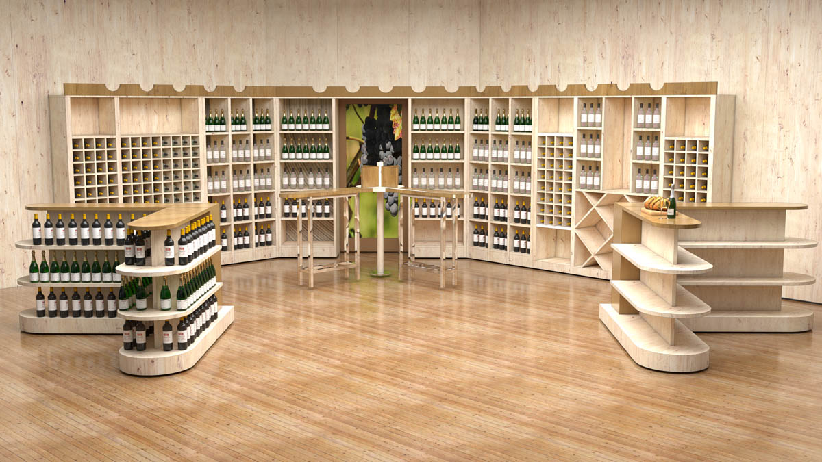 Arredo spazi espositivi vendita vino