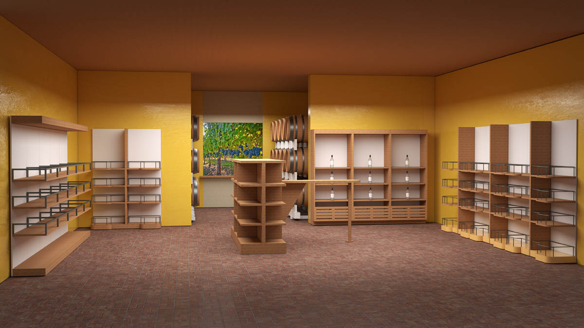 Arredo spazi espositivi vendita vino