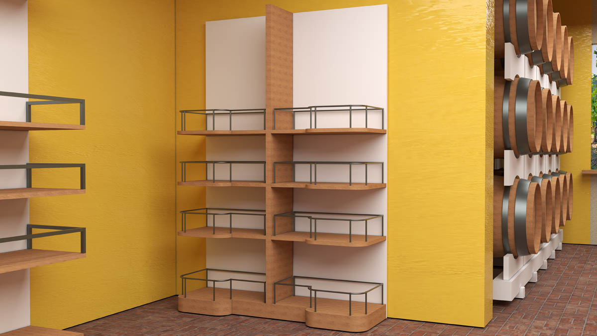 Arredo spazi espositivi vendita vino