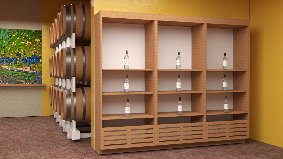 Arredo spazi espositivi vendita vino